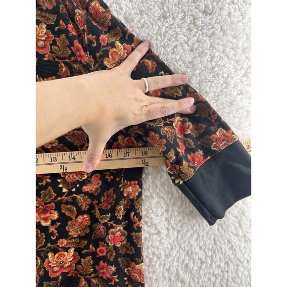 Sundance Top Womens Small Black Floral Thermal Henley Cordelia Bloom Fall Autumn - Picture 3 of 7